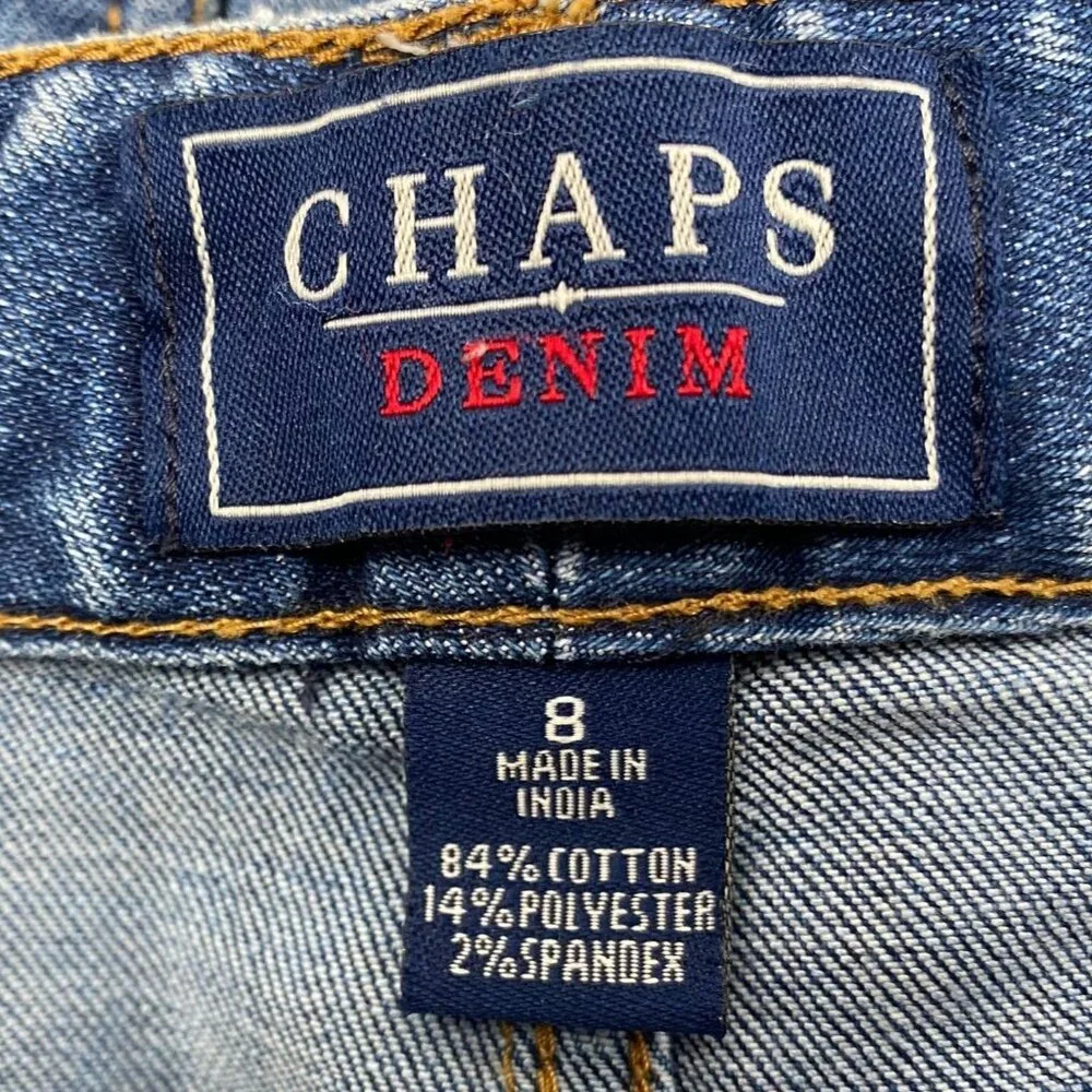 Chaps Womens Capri Jeans Size 8 Blue Denim Classic Fit Cotton Blend Straight Leg - Picture 3 of 15